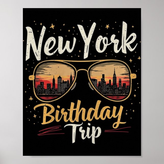 Poster Nyc Skyline Birthday New York Trip Celebration Des (Devant)