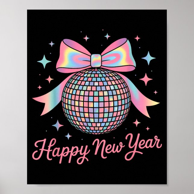 Poster Nye Disco Ball Luxury Golden Happy New Year  (Devant)