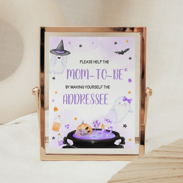 Poster O Feuille Boo-y Halloween Enveloppe Station (Purple Oh Sheet Boo-y Ghoul Baby Shower Envelope Station Sign)