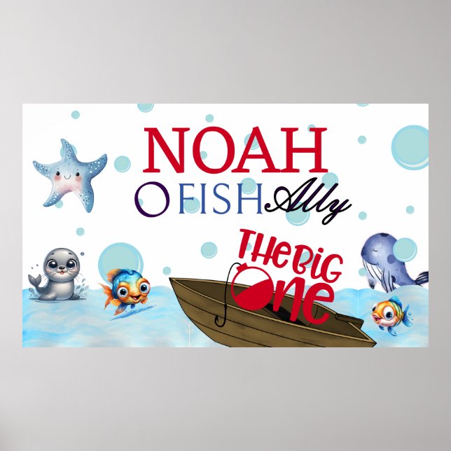 Poster O-fish-ally One, Pêcher pour le grand anniversaire (Devant)