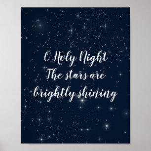 Poster O Holy Night Noël Paroles Élégantes Fêtes