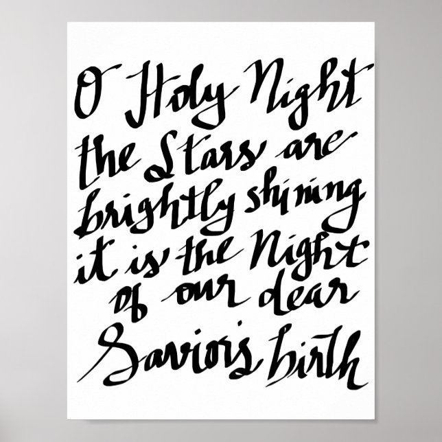 Poster O Nuit Sainte Noire Lettres Typographie Vacances (Devant)