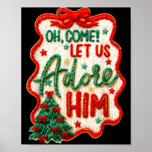 Poster Ô venez adorons le Laine Crochet Nativité Chr