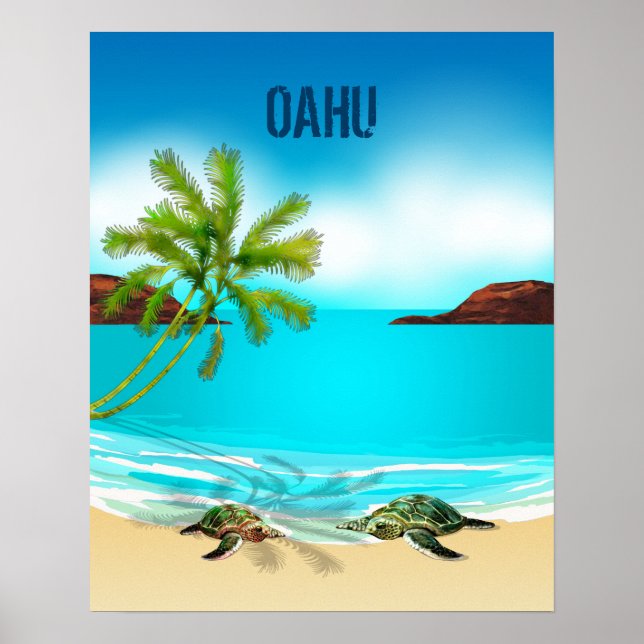 Poster Oahu Hawaii Travel (Devant)