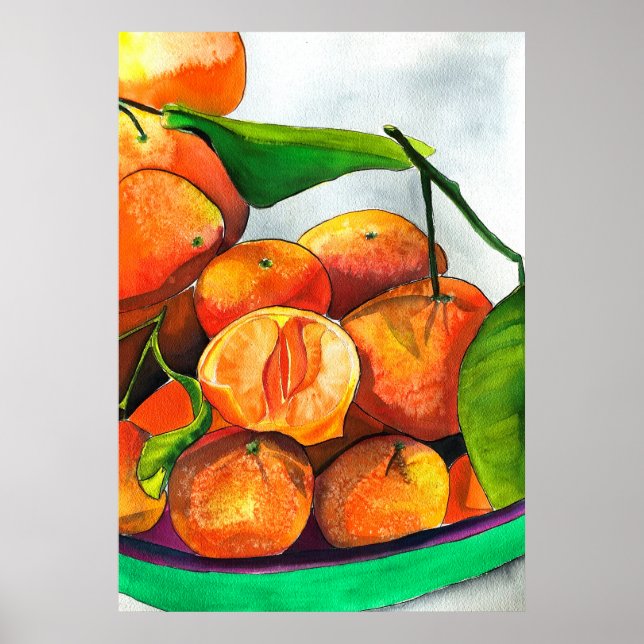 Poster Oaquarelle mandarine (Devant)