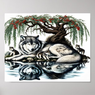 Poster Oasis de la famille des loups sereins dans la natu