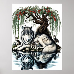 Poster Oasis de la famille des loups sereins dans la natu