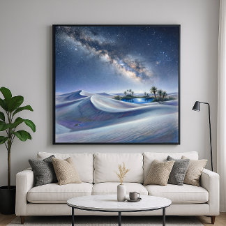Poster Oasis Nocturne - Style de peinture au pastel numér
