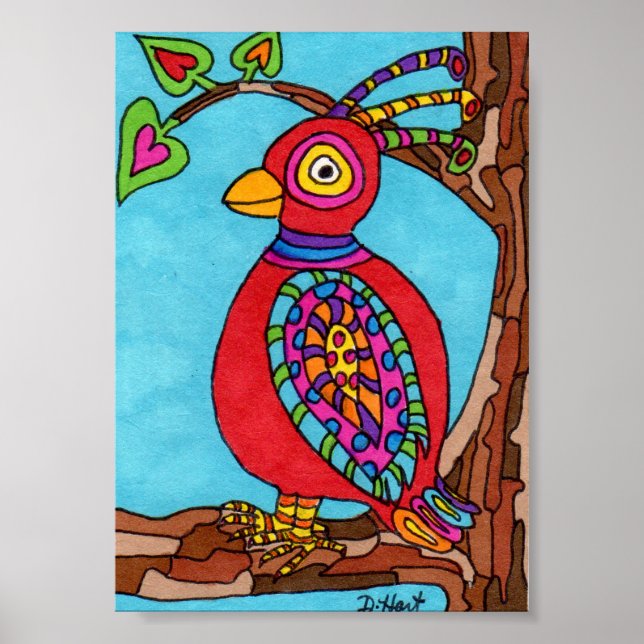 Poster Oaxacan rouge Mini art populaire mexicain (Devant)