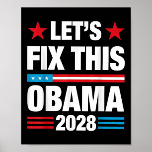 Poster Obama 2028 Drapeau américain Obama pour le préside