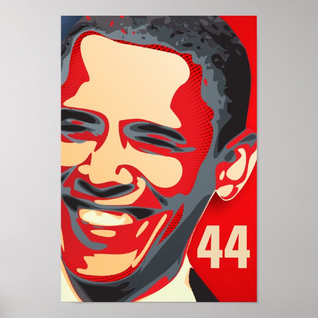 Poster Obama - 44ème président sur un géant rouge (Devant)