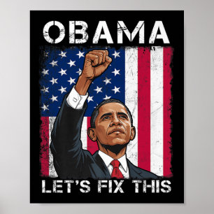 Poster Obama pour le président 2028 Drapeau américain Oba