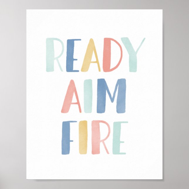 Poster Objectif Prêt Feu Amusant Salle de bain Imprimer (Devant)