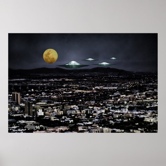 Poster Objet volant UFO dans l'espace (Devant)