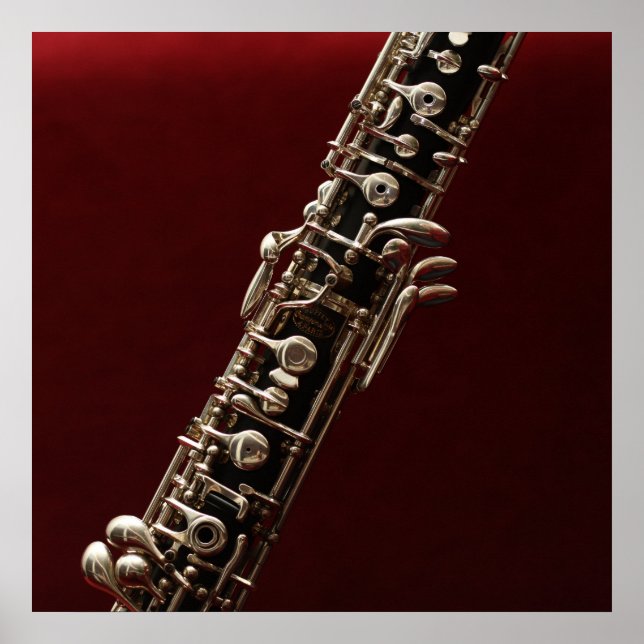 Poster Oboe - instrument de musique en bois à double rose (Devant)