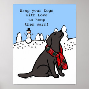 Poster Obscurité noire d'écharpe de tartan de Labrador