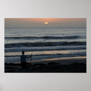 Poster Observation de l'affiche de coucher du soleil