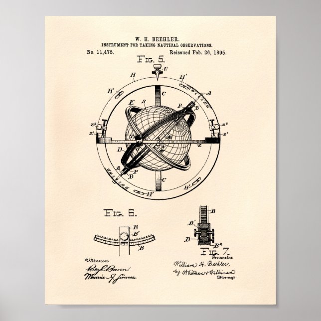 Poster Observations Nautacales 1895 Brevet Art Old Peper (Devant)