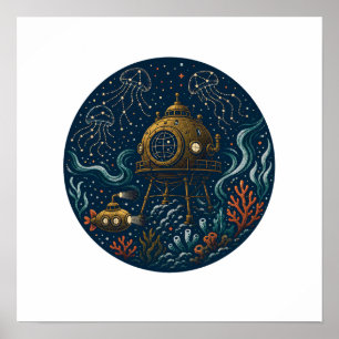 Poster Observatoire Tidal Deep Sea Sous-marin & Méduse P