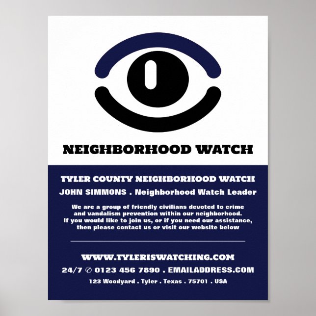 Poster Observer les yeux, Voisinage Communauté Watch Adve (Devant)