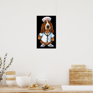 Poster Obtenir le basset Wellhowl en tenue infirmière