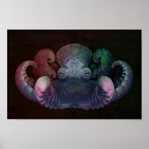Poster Obtopus composite couleur foncé fractée