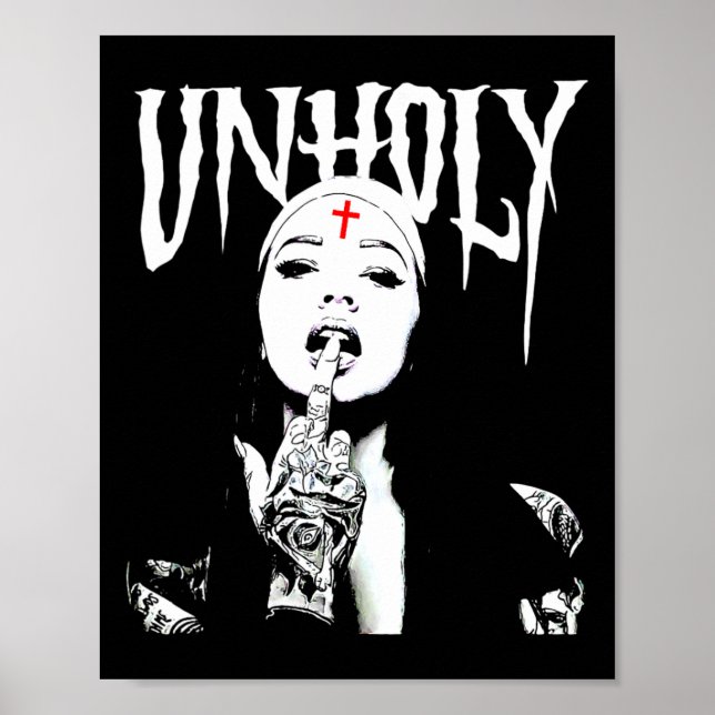 Poster Occulte Gothique Sombre Nun Satanique Tattoos Unho (Devant)