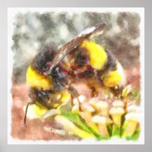 Poster Occupé Occupé Fréquenté Miel Abeille aquarelle pei