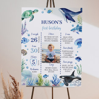 Poster Ocean Animal Boy Enfant Anniversaire Jalon Signal