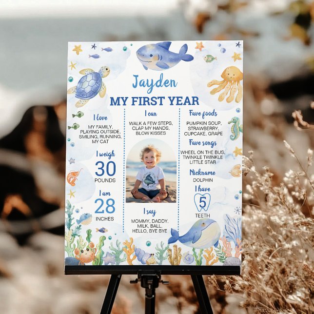 Poster Ocean Animals Boy Under the Sea Anniversaire Jalon (Créateur téléchargé)