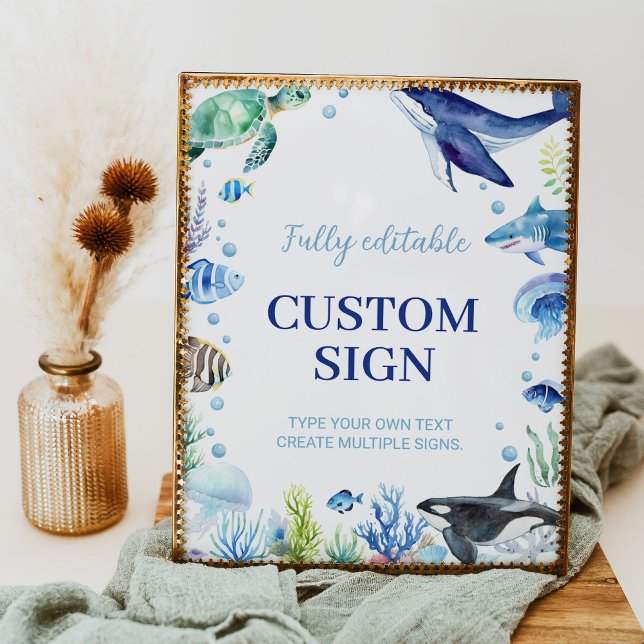 Poster Ocean Animaux Garçon Anniversaire Panneau de la ta (Créateur téléchargé)