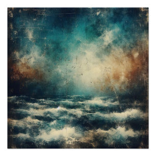 Poster Océan bleu orageux vieille photographie