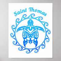 Ocean Blue Tribal Turtle Saint Thomas
