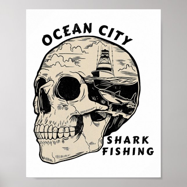 Poster Ocean City Maryland Beach Shark Fishing Salt  (Devant)