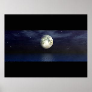 Poster Océan de clair de lune - Widescape