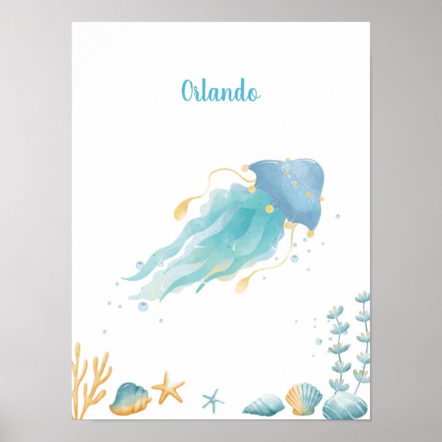 Poster Ocean Dreams Discovery Jellyfish Personnalisable (Devant)
