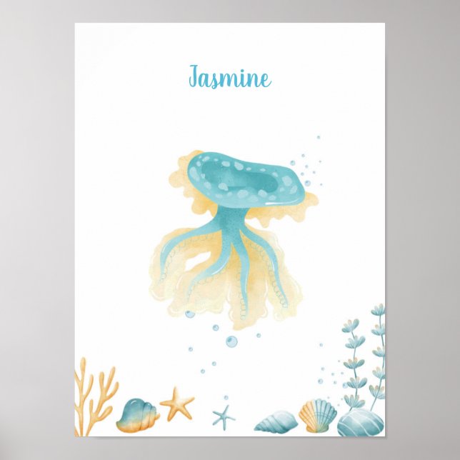 Poster Ocean Dreams Discovery Jellyfish Personnalisable (Devant)