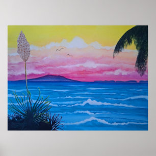 Poster Océan du coucher du soleil