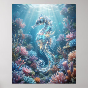 Poster Océan Hippocampe Corail Dérive