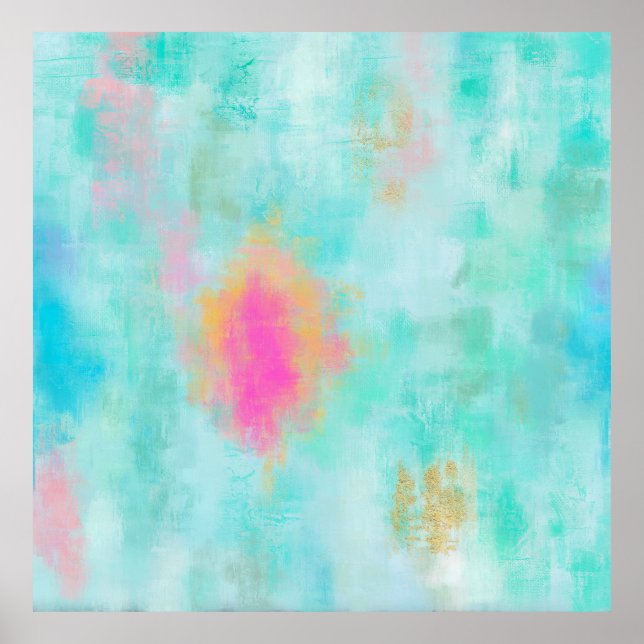 Poster Ocean Joyride - Blue Turquoise Abstrait Art (Devant)