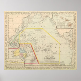 Poster Océan Pacifique, y compris Océanie