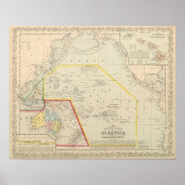 Poster Océan Pacifique, y compris Océanie (Devant)
