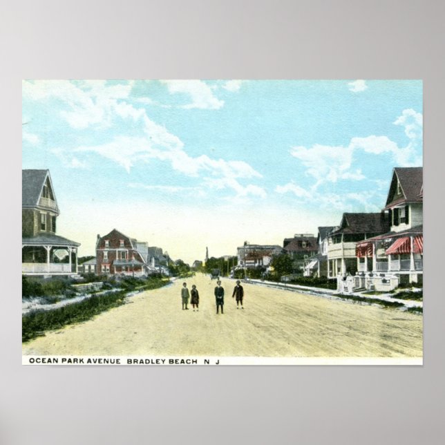 Poster Ocean Park Ave, Bradley Beach, NJ Vintage (Devant)