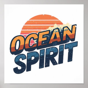 Poster "Ocean Spirit" Graphique Rétro Été