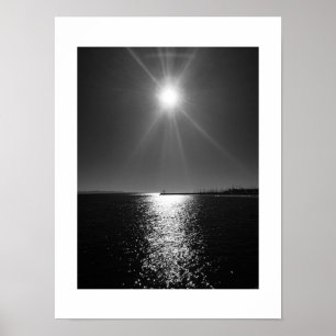 Poster Ocean Sun Reflection Photographie noir et blanc