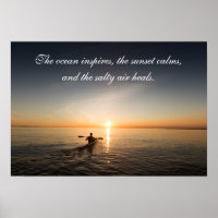 Ocean Sunset Kayak Canoe Citation Inspirante Poste