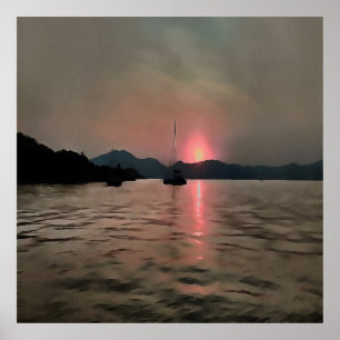 Poster Ocean Sunset Sailboat Sunset Bozburun Marmaris