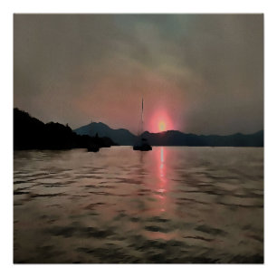 Poster Ocean Sunset Sailboat Sunset Bozburun Marmaris