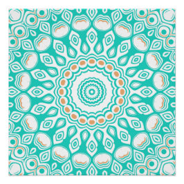 Poster Océan Turquoise et Beige Mandala Motif