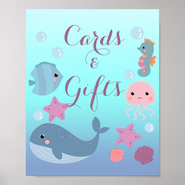 Poster Ocean Under the Sea Girl Baby shower Cartes Cadeau (Devant)